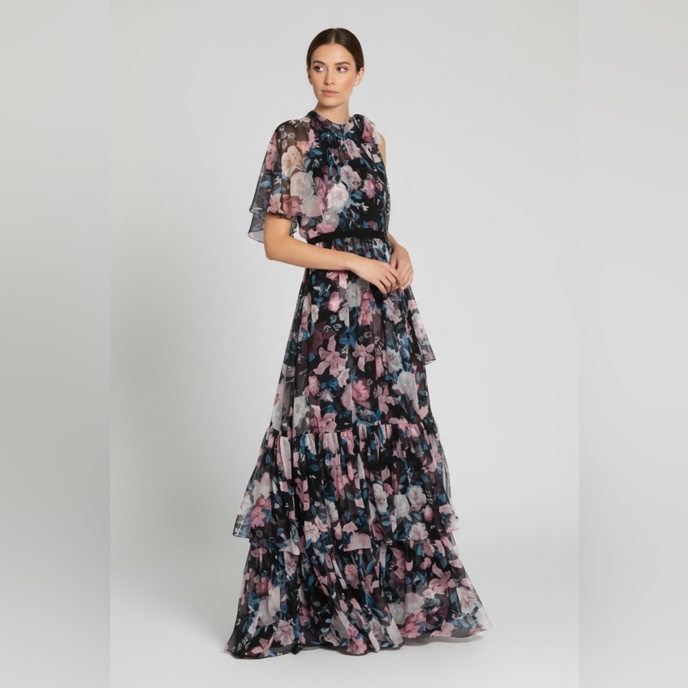 NWT ERDEM Natalina One-sleeve Silk-voile Floral Gown in Pink Dust Bouquet Sz 6 - Picture 6 of 17